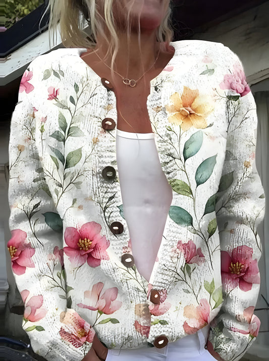 Jill™ | Stijlvolle cardigan met bloemenprint