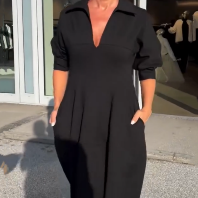 Sofia™ | Zomers Mooivallende V-Halsjurk met Blazerdetail